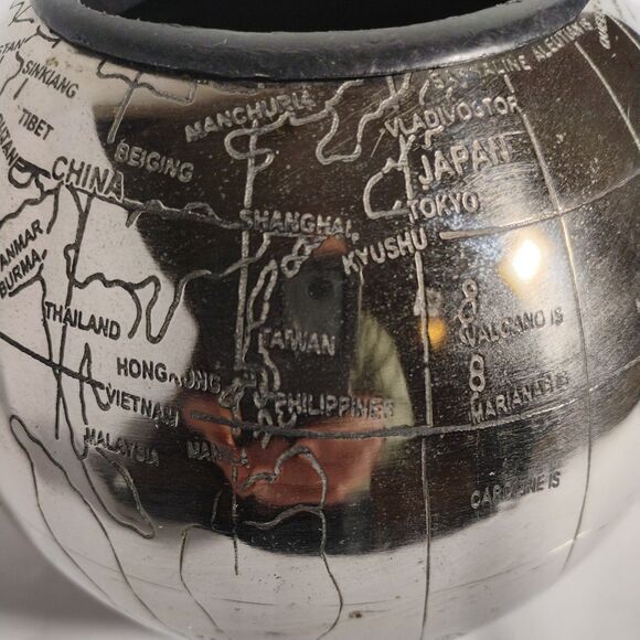 Vintage Pier 1 World Clock Art Deco Globe Retro Metal Silver Tested - Picture 14 of 16